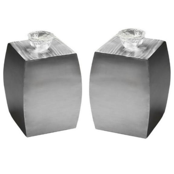 Home Square Modern Stainless Steel Accent Table in Silver - Set of 2