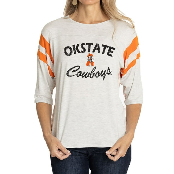 Women's Gray Oklahoma State Cowboys Sabrina Jersey T-Shirt