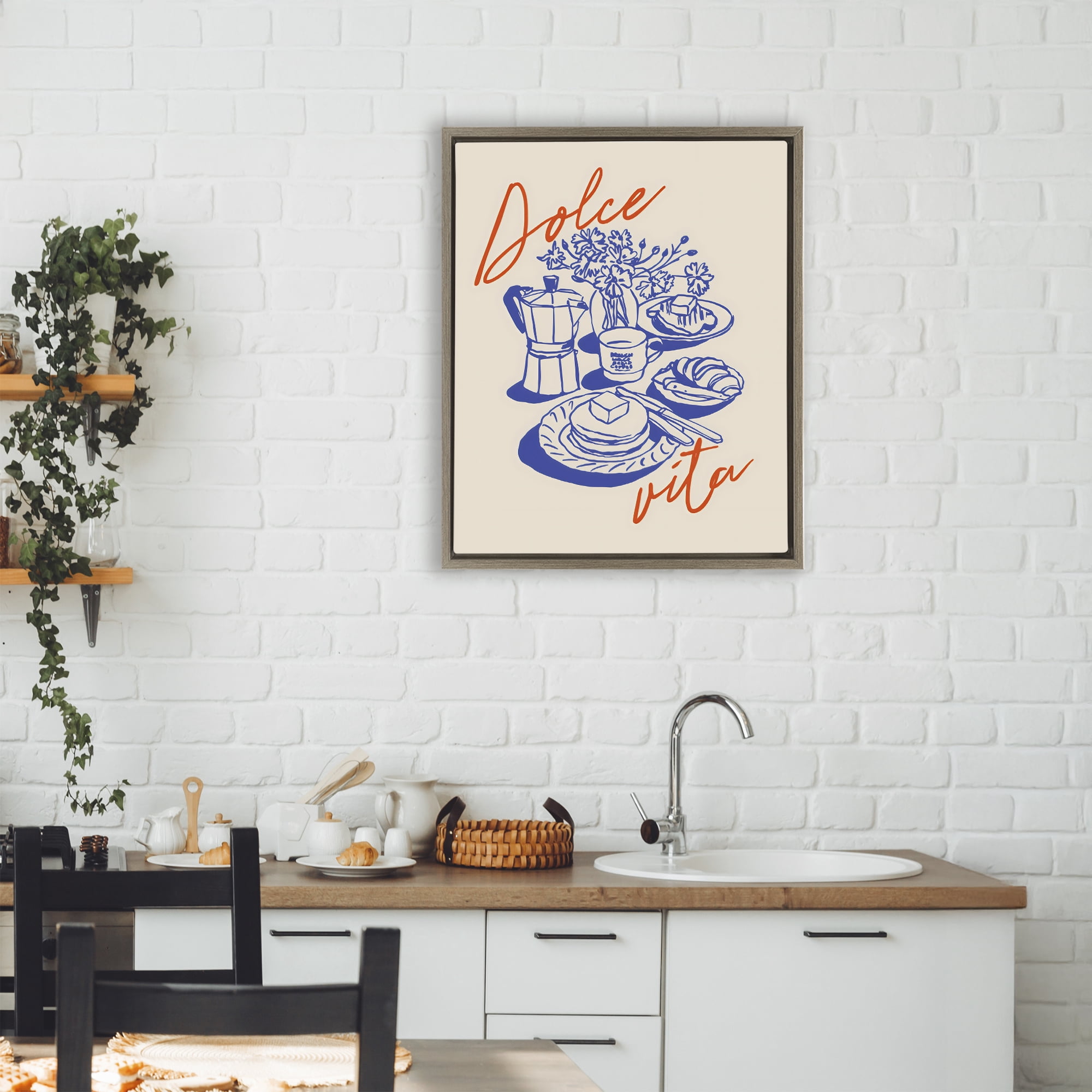 Stupell Industries Retro Breakfast Morning Spread Brown Framed Floater Canvas Wall Art, design by The Prints Vibe