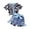 Blue, variant on Toddler Girls Outfit Short Sleeve Stylish Leopard Print Plaid Top Shorts Clothes Size 3-4T