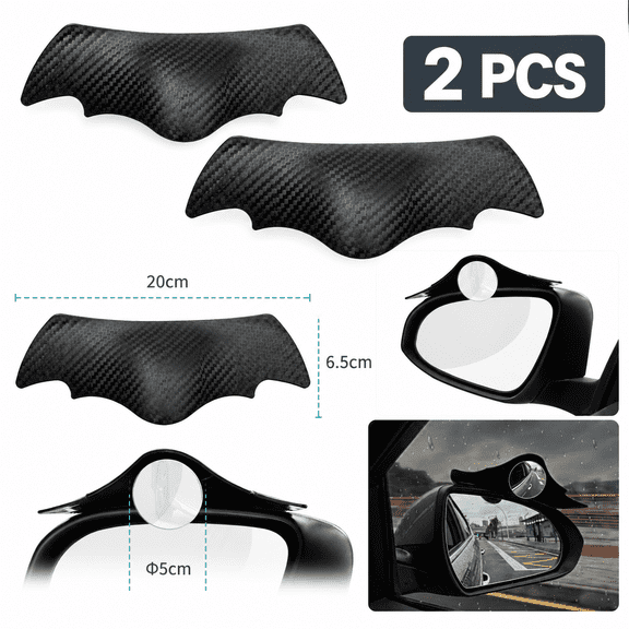 Damkogic 360 Degree Adjustable Wide Angle Convex Car Blind Spot Mirrors with Rain Guard, 2 Pack, Universal Reverse Assist Side Mirror for Vehicle Safety, Black