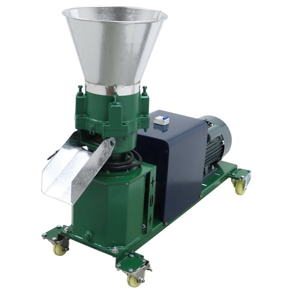 12MM Chicken Feed Pellet Mill Machine Animal Poultry Livestock Pellet Making Machine with 4 Head Press Rollers 150-200KG/H 220V