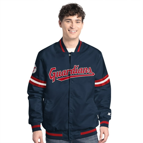 Men's-Starter Navy Cleveland Guardians Scout Full-Snap Varsity Jacket