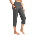 thumbnail image 2 of Capri Pants for Women High Waisted Yoga Pants with Pockets - Cropped Workout Leggings for Athletic, Casual Summer Dark Gray M, 2 of 6