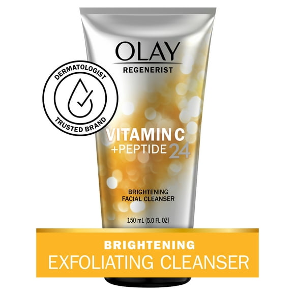 Olay Skincare Regenerist Vitamin C+ Peptide Facial Cleanser, Face Wash for Dry, Dull Skin, 5.0 fl oz