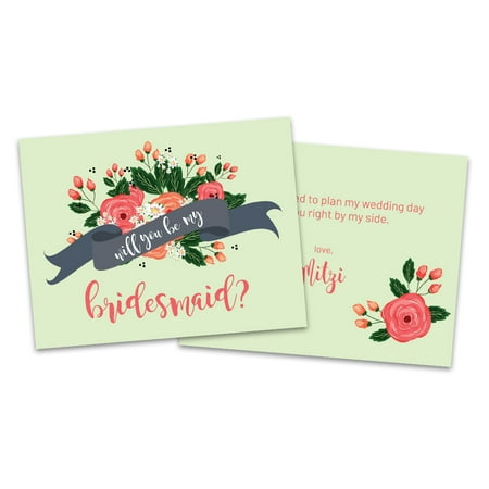 Personalized Floral Bouquet Will You Be My Bridesmaid Invitation
