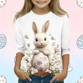 thumbnail image 2 of ZVAVZ Girls Easter Shirt Toddler Bunny Graphic Tees Kids Girl Summer 3/4 Sleeve Tops Funny Rabbit Easter T Shirts for Back To School Multicolor,9-10Years, 2 of 5