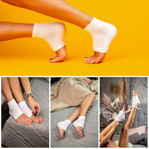 Moisturizing Heel Socks - 2 Pack Gel Lined Skin Heel Softener for Dry, Hard  or Cracked Heels - Toeless Spa Gel Socks for Day & Night Softening Footcare  Treatment for Men and