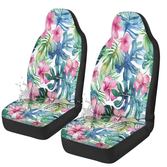 Uorisanigo Tropical Flower Car Seat Covers for Women Waterproof Front Seat Covers Auto Interior Accessories 2 Pcs Set Easy to Install Universal Fit Most Cars,SUV, Trucks