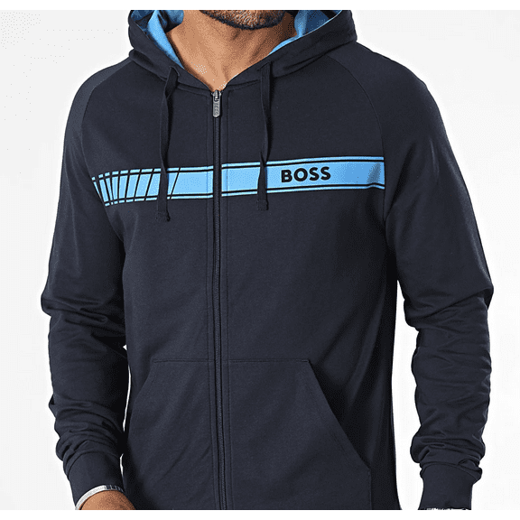 Hugo Boss Men's Authentic Zip-Up Hooded Sweatshirt, Dark Navy Blue, XX-Large