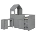 thumbnail image 6 of Harper & Bright Designs Twin House Loft Bed with Roof and Roll-Out Desk Desk, Wooden Twin Loft Bed Frame with Drawers and Cabinets for Boys Girls, Space Saving Loft Bed, Gray, 6 of 20