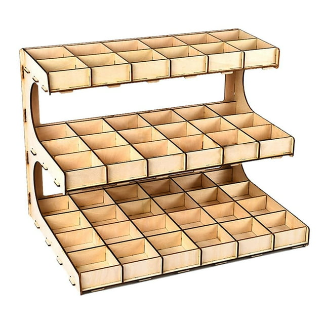 Milaget DIY Wooden Paint Rack Ink Storage Organizer 3-layer 54-grid