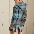thumbnail image 4 of QQAMB Women's Winter Coat Sherpa Lined Plaid Flannel Jacket Full Zipper Hooded Flannel Shirt Jacket Warm Shacket Blue XL, 4 of 6