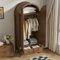 thumbnail image 4 of Wardrobe Closet Modern Armoire Wardrobe Closet 70.87" with Drawers and Arched Fluted Doors Wooden Bedroom Armoires with Shelves and Hanging Rod, 4 of 8