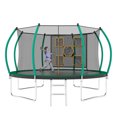 thumbnail image 6 of Ambifirner 12FT Jungle King Trampoline | Forest Green/Black Coating, Recreational Trampoline with Enclosure Net & Ladder, 144in Round Design for Ball Games + Triple-Layer Safety Net, 6 of 10