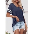 thumbnail image 3 of Casual V Neck Loose Fit Women Summer Short Sleeve Tunic Tops, 3 of 4