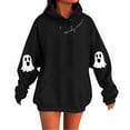 thumbnail image 4 of Kilaqueen Halloween Ghost Sweatshirts for Women Spooky Season Funny Long Sleeve Loose Fit Hooded Tops Cute Graphic Print Fall Hoodies, 4 of 5