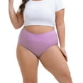 thumbnail image 3 of OEIOEI Plus Size XL-5XL Cotton Underwear for Women High Waist Full Coverage Briefs 5 Pack(4XL,Light), 3 of 8