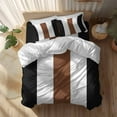 thumbnail image 2 of Boho Black Duvet Cover Set Queen Size Brown and White Striped Tribal Farmhouse Style Soft Lightweight Comforter Covers 4 Piece Bedding Set with 1 Duvet Cover 1 Bed Sheet & 2 Pillow Shams, 2 of 8