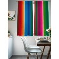 thumbnail image 4 of Mexican Stripes Sheer Curtains 72 Inch Length 2 Panels Set for Living Room/Bedroom, Blue Boho Red Green Orange Art Simple Curtain Sheers Drapes Rod Pocket Curtains Window Treatment Set 52''x72''x2, 4 of 7