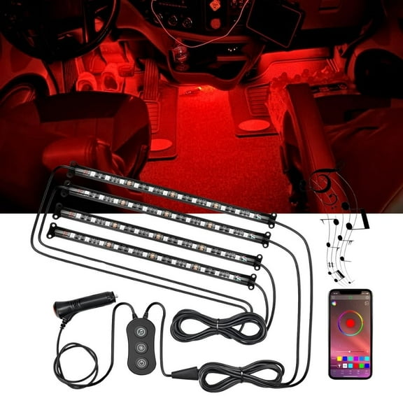Nilight Car Interior Lights with APP Control 16 Million RGB Colors Strip Lights with Music Sync Mode and Multiple Scene Options for Cars Trucks