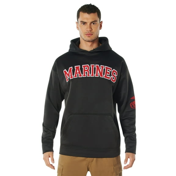 Marines Hooded Pullover Sweatshirt, Black Hoody X-Large