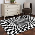 thumbnail image 5 of Abstract Plaid Washable Area Rug 4 x 6 ft Black White Checkerboard Geometric 3D Pattern Endless, Soft Non Slip Rugs Stain Repellent Indoor Felt Carpet for Living Dining Room Bedroom Home Office, 5 of 9