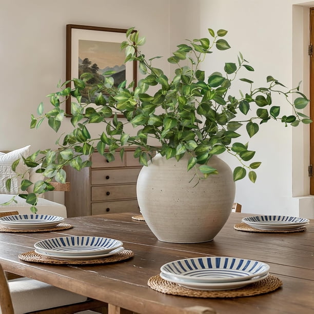 5 plantas artificiales de tallo de hojas de eucalipto para decoración de primavera, hojas falsas, ramas verdes, arbustos verdes, follaje sintético de seda, tallos para