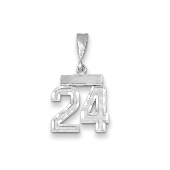14k White Gold Small Diamond-cut Number 24 Charm