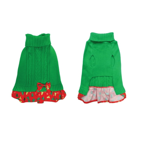 Best Furry Friends Sweater Dress for Dogs or Cats, Holiday Tree, Medium