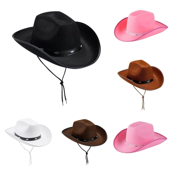 XIAOCHA Women's Studded Leather Band Cowboy Hat Solid Farm Outdoor Western Hat,Black