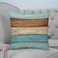 thumbnail image 4 of Pillow Covers 18x18 Set of 2, Farmhouse Aqua Brown Throw Pillow Covers Decorative Couch Cushion Cover, Vintage Wooden Striped Microfiber Soft Square Pillowcases for Bedroom Living Room Sofa, 4 of 7