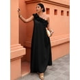thumbnail image 5 of Black Asymmetrical One-Shoulder Ruffle A-Line Maxi Dress For Women, 5 of 6