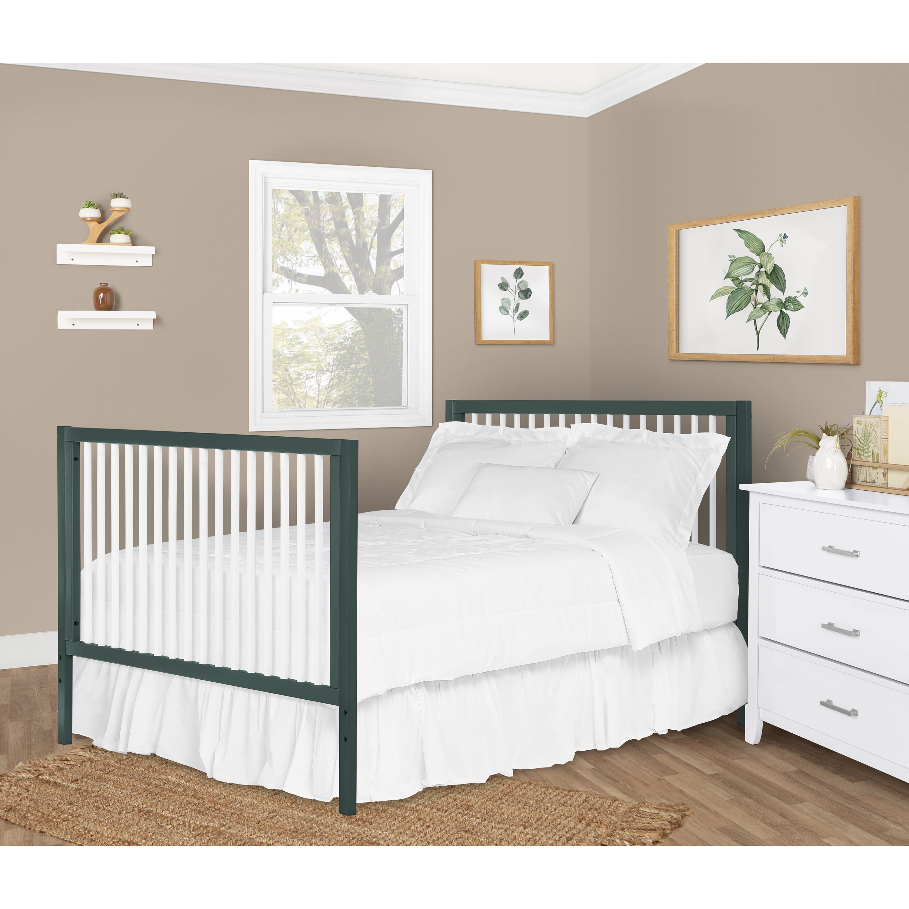 Dream On Me Carter Crib Convertible Post, Olive And White