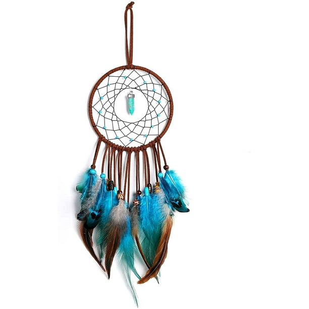 Atrapasueños Hecho A Mano Con Plumas Y Perlas - Decoración De Pared Para Dormitorio, 16.5 Cm De Diámetro - Regalo Espiritual Para Niños O Adultos