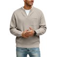thumbnail image 3 of Mens Waffle Long Sleeve Shirt Big and Tall V Neck Shirts Warm Quilted Pullover Shirts Plain Relaxed Fit Knit Tops, 3 of 5
