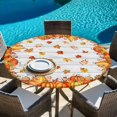 thumbnail image 6 of Orange Fall Round Tablecloth, Fitted Table Cover with Elastic for 45"-54" Round Tables, Vintage Maple Leaf Pumpkins Thanksgiving Table Cloth Outdoor Indoor Dinning Party Waterproof Tablecloths, 6 of 7