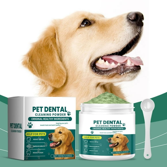 Dog Teeth Cleaning Powder 100g for Bad Breath Food Residues, Natural Dental Care Powder with Seaweed, Advanced Pet Oral Hygiene Solution for Dogs Cats All Breeds