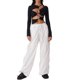 thumbnail image 1 of Txlixc Pantalones largos de pierna ancha para mujer, pantalones holgados de cintura baja con cordón de color sólido, parte inferior informal de estilo simple Txlixc Moda, 1 of 5