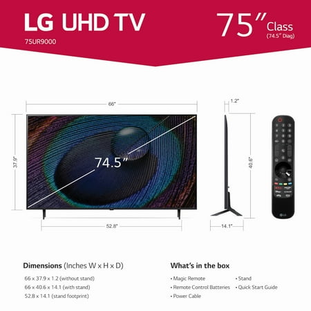 LG 75" Class 4K UHD 2160P webOS Smart TV with HDR UR9000 Series (75UR9000PUA)