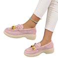 thumbnail image 2 of YOUYEDIAN Loafers for Women Round Toe Versatile Platform Comfy Lace-up Deco Fashion Flats Casual Slip On Soft Walking Shoes, 2 of 5
