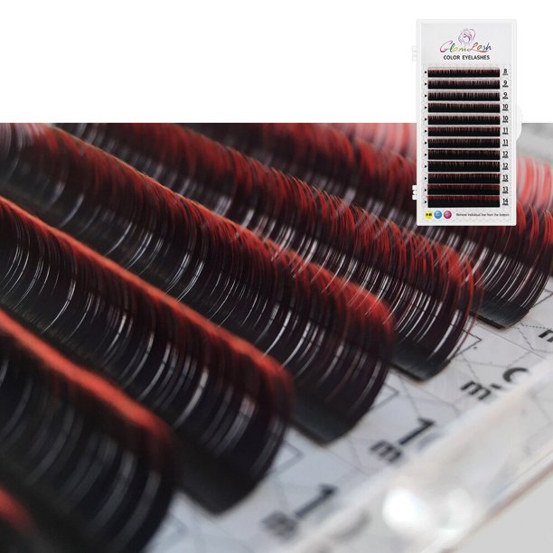 GLAMLASH Gradiente Rojo Verde Azul Púrpura Color Extensión de pestañas Individual Faux Mink Ombre Falso Ojo Color Pestañas Herramienta de maquillaje Deng Xun unisex