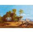 thumbnail image 2 of Friedrich Perlberg 14x11 Gold Ornate Wood Frame and Double Matted Museum Art Print Titled - Palm Woodland Near Cairo, 2 of 4