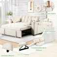 thumbnail image 5 of 58" Living Room Bed, Milky White. Cup Holder & . Multi-functional With Comfy Seating. Foam And Velvet Convertible With Port For Apartments. Relaxing Seating, 5 of 6