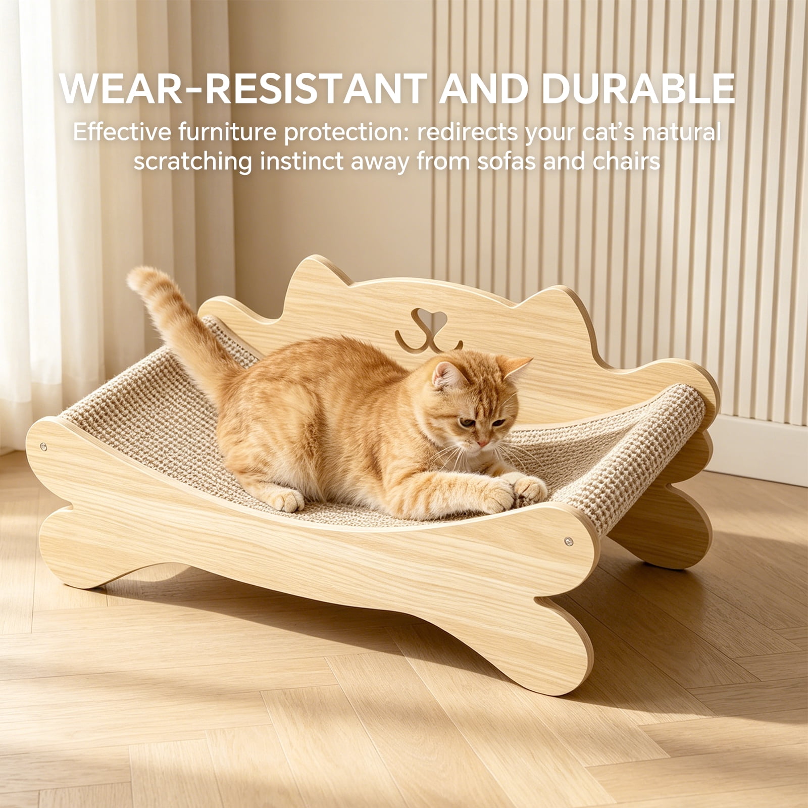 Cat Scratcher Bed, Natural Sisal Cats Lounger Scratch Pad, Furniture Protector for Indoor Kitten and Large Cats