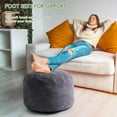 thumbnail image 6 of Round Stuffed Pouf Ottoman, Corduroy Poufs with Foam Chunk Filling, Furry and Fluffy Pouf Foot Stool Storage Ottoman, 20 X 15 Floor Poufs Foot Rest for Living Room, Grey, 6 of 8