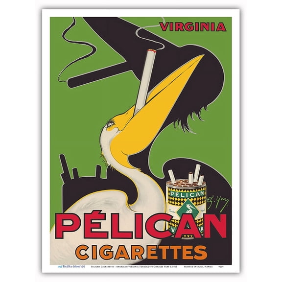 Pelican Cigarettes - American Virginia Tobacco - Vintage Advertising Poster by Charles Yray c.1925 - Master Art Print (Unframed) 9in x 12in