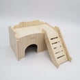 thumbnail image 2 of Columpio de madera maciza para hámster, casa para dormir, balancín, oso dorado, villa doble, suministros de juguetes para hámster, 2 of 4