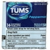 Tums Antacid - Chewable Tablets - Peppermint - Regular Strength - 36 Count Tablets Per Package - Pack of 3 Packages