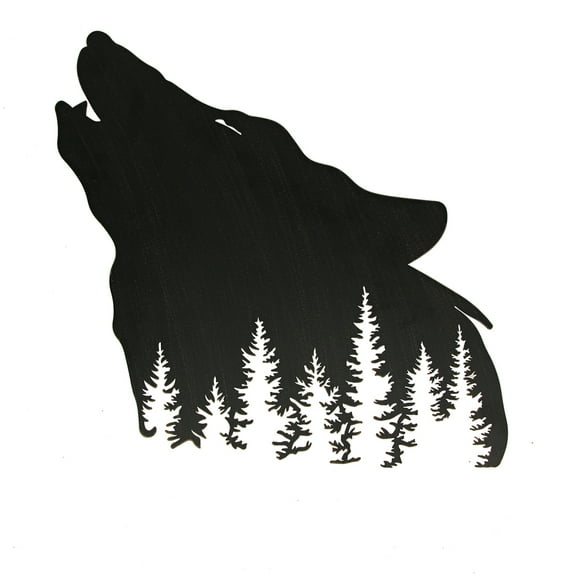Zeckos Black Metal Laser Cut Wolf Silhouette Wall Art Cabin Decor